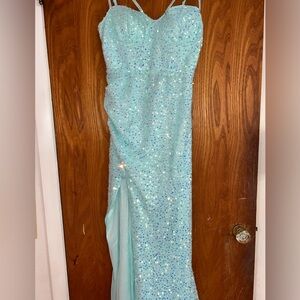 Sparkling Aqua Blue prom gown
